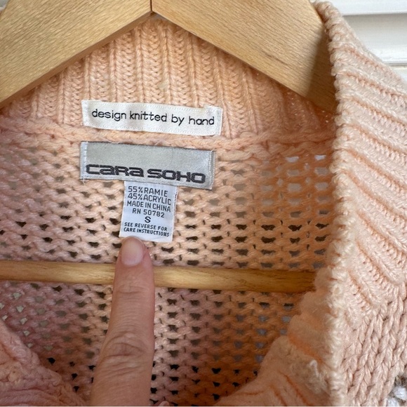 Vintage Hand Knit Grandma Cottagecore Cardigan Fishermans Sweater Small - Picture 4 of 6